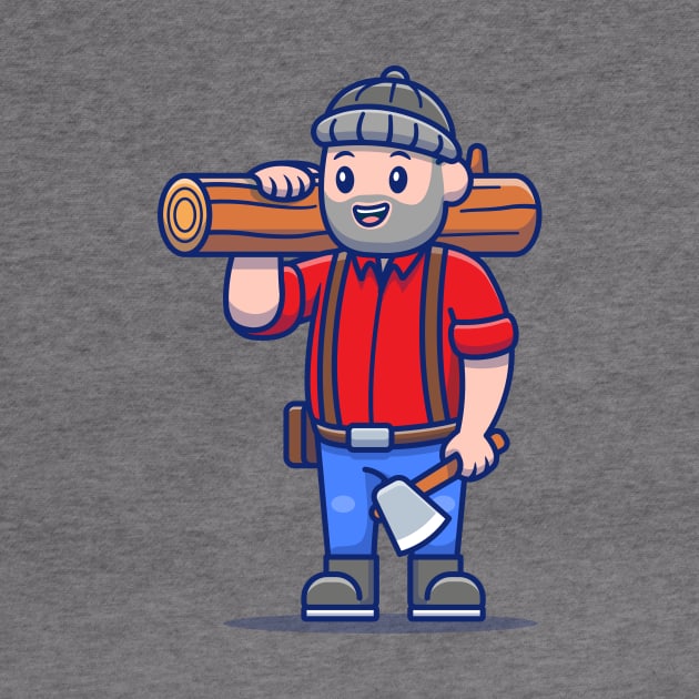 Cute Carpenter Holding Ax And Wood by Catalyst Labs